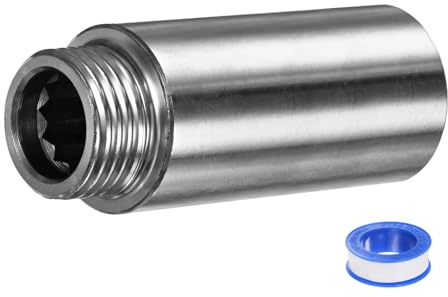 M METERXITY Shower Head Extension Arm, Stainless Steel G1/2 Male to Female Extension Pipe Fitting Adapter with PTFE Thread Seal Tape for Shower/Faucet, Pipe Plumbing Coupler 2.36/60mm 1-Pack