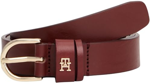 Tommy Hilfiger Damen Gürtel Essential Effortless 2,5 cm Ledergürtel, Rot (Deep Rouge), 85 cm
