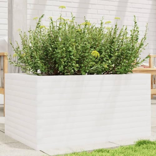 Xichuzi Pflanzkübel Weiß 90x60x45,5 cm Massivholz Kiefer, Blumentopf Gross, Blumenkasten Balkon, übertopf, Pflanzkasten, Flowerpot, Kräuterbeet Für Die Küche, Vertikalbeet - 847279
