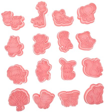 TOPBATHY Juego De 16 Cortadores De Galletas De Zoo De Plástico Para Hornear y Fondant De Limpiar