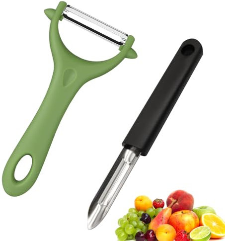 2 Stück Spargelschäler, Sparschäler Edelstahl Set mit Rutschfestem Griff, Kartoffelschäler für Gemüse & Obst, Schäler Y-Form für Präzises und Müheloses Schälen