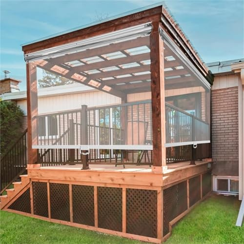 Persianas Enrollables de PVC Transparente Impermeable para Exteriores, Patio, Pérgola y Balcón - Cortina Sin Cuerda Antipolvo para Cocina o Partición, con Sistema de Muelles y Asa(W110xH140cm)