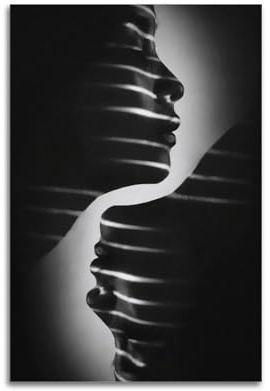 CKJenjBKm Moderne Kunst, schwarze und weiße Frau, Poster, ästhetischer Leinwand-Kunstdruck, Heimdekoration für Schlafzimmer, Wohnzimmer, 30 x 45 cm, ungerahmter Stil