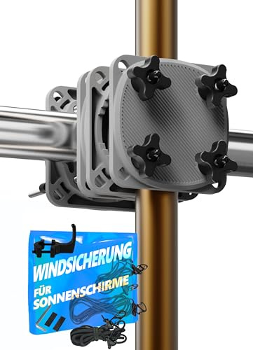 4smile Sonnenschirmhalter Balkongeländer + Windsicherung, Anthrazit | Sonnenschirm Halterung mit Windsicherung , Schirmhalterung Balkongeländer als Sonnenschirmständer Balkon