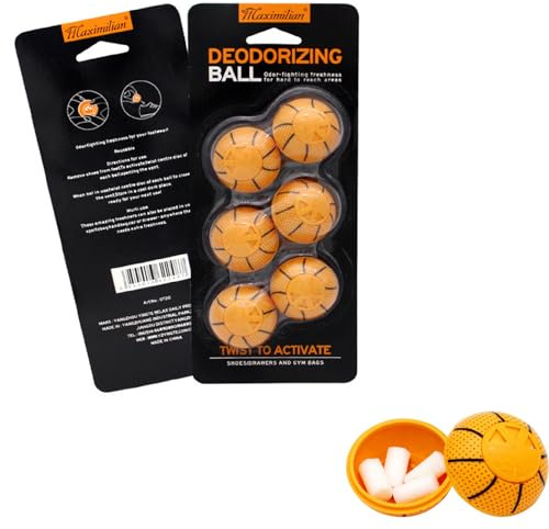 Basketball Deodorizer Balls – Car, Fridge, Shoe Cabinet Air Freshener, Long-Lasting Odor Eliminator with Activated Charcoal & Essential Oils, Shoe & Sock Deodorizer Balls