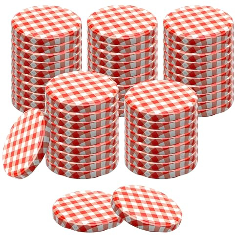 Devitre 50 Twist-Off Deckel 82 mm TO82 Ersatzdeckel rot-weiß Ø 85 mm für Gläser mit Mündung 71-72 mm