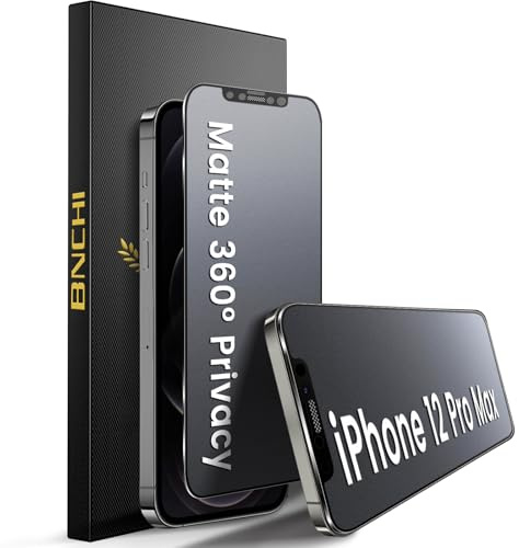 BNCHI 2 Stück 360° Matt Privacy Schutzfolie für iPhone 12 Pro Max für Panzerglas Sichtschutz, 4 Way Blickschutz Panzer Folie Glas, Anti-Fingerabdruck, Blendschutz, 9H Matte Screen Protector