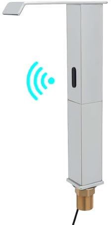 Rubinetto per bagno con sensore a infrarossi, rubinetto automatico da bagno, senza contatto, miscelatore per lavabo a induzione, rubinetto con sensore, altezza beccuccio 270 mm (argento)