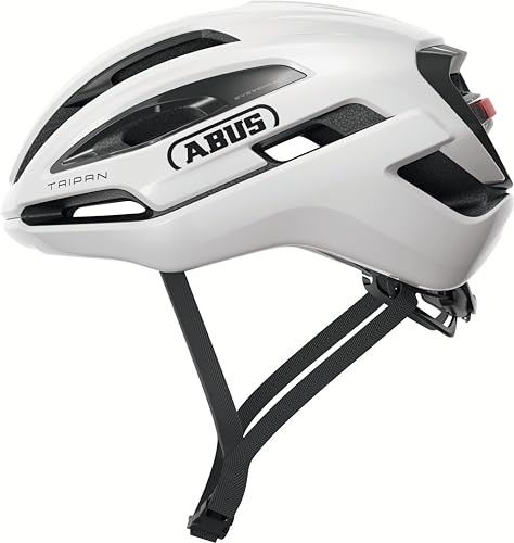 ABUS Casco gravel Taipan LED - Casco da bicicletta con luce per il gravel biking - leggero, versatile e ben ventilato - con supporto per occhiali - per ragazzi, donne e uomini - taglia M, bianco