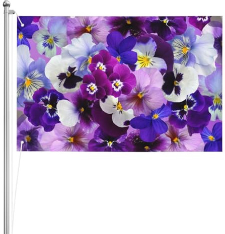 Pensamiento gráfico: flores de primavera de Pascua,Bandera decorativa para jardín, de doble cara, de 2 x 3 pies, para exteriores e interiores.