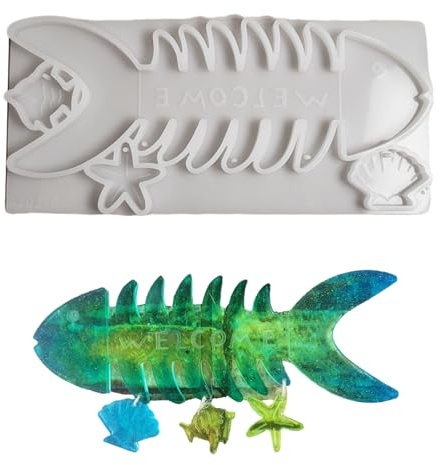 Fascino Pesce A Forma Osso Robuste Forme Silicone Per La Creazione Saponi Candele E Arte In Resina Con Ritagli Finestre Disegni Creativi Silicone Stampi