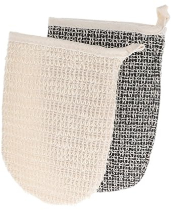 CIYODO 2 Stück Doppelseitige Sisal Peelinghandschuhe Massagehandschuh für Dusche Tiefenreinigung Abgestorbene Hautzellen Entfernen Hautglättung Natürliche Körperpeeling Waschhandschuhe
