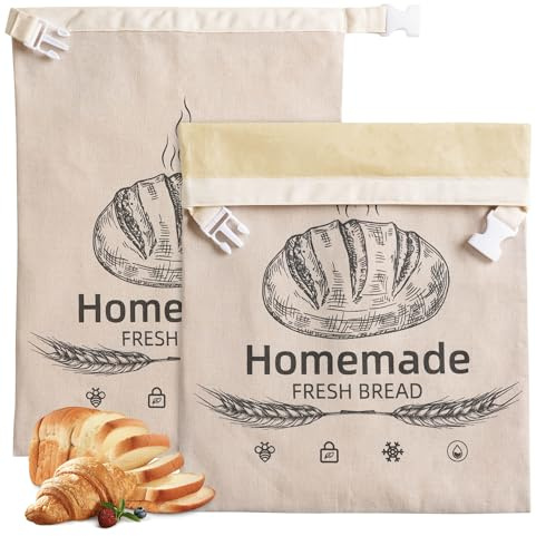 1 Pack Beeswax Bread Bags for Sourdough,Reusable Organic Linen Beeswax Bread Bag for Homemade Sourdough 17 x 12.6 Inches Food Storage Cloth Bag – Freezer-Friendly & Freshness Preservation
