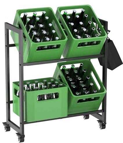 DanDiBo 96650 - Scaffale per casse di bevande, 4 scatole con griglia, ganci in metallo, colore nero