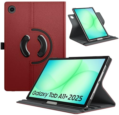 TiMOVO Coque Rotatif pour Samsung Galaxy Tab A11+ Plus 11, Vin Rouge