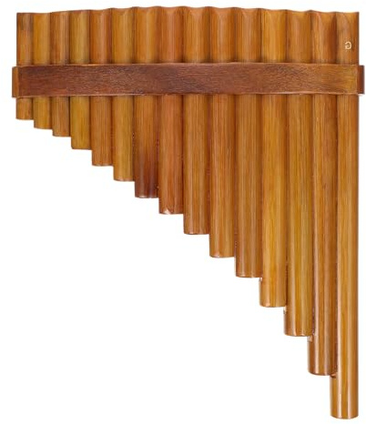 WATIIFUFU 15 rohr Bambus Panflöte für Anfänger Tragbares Holz Blasinstrument in Naturfarbe Flach Geformt Langlebig Geeignet für Schule und Bühne