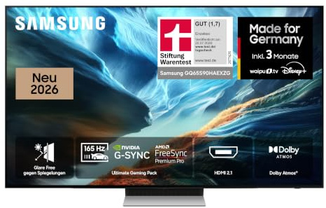 Samsung OLED S90H 4K 65 Zoll (163 cm), UHD Fernseher, Antireflexion mit Glare Free, OLED HDR+, Ultimate Gaming Pack (NVIDIA G-SYNC & AMD FreeSync Pro) mit 165Hz, HDMI 2.1, Dolby Atmos, Smart AI TV