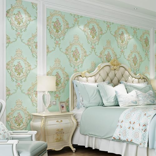 Papier Autocollant pour Meuble Modèle Rétro Vert Clair 53x300 cm/ 2 roll Papier Peint Adhesif Mural Peler et Coller Waterproof Stickers Meuble pour Cuisine Chambre Cheminée Armoire