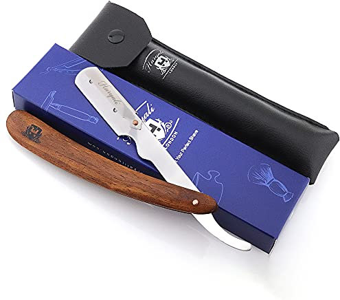 Haryali London Cut Throat Razor - Navaja recta - Maquinilla de afeitar manual tradicional para hombres con mango de madera