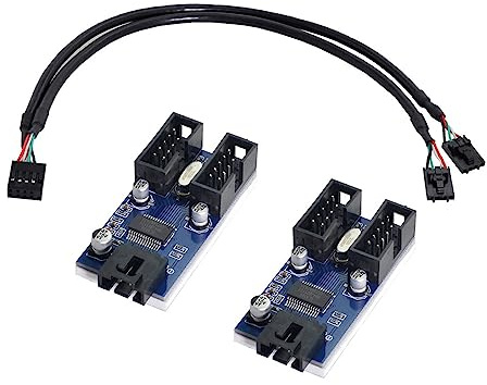 NFHK 9pin USB 2.0 Header 1 to 2/4 Female Extension Cable HUB Connector Adapter Port Multilier