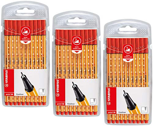 STABILO Fineliner Point 88 (Rot, 3X 10er Pack)