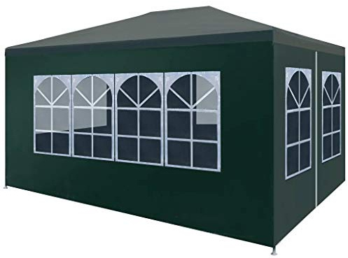 Faltbares Partyzelt, Outdoor Pavillon Festzelt mit Seiten und Paneelen, wasserdichtes Zelt für Party, Familientreffen, Hochzeit, 3x4m Grün