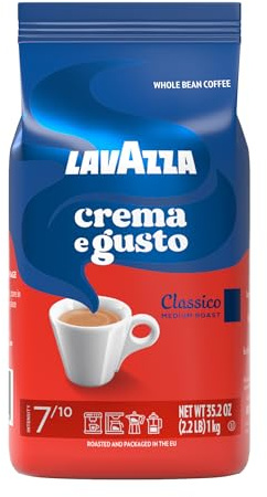 Lavazza Crema E Gusto Caffè Integrale in Chicco Sacchetto da 1 kg, Autentico Italiano, Miscelato e tostato in Italia, Corposo, Tostatura scura cremosa con note speziate
