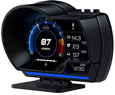 wiiyii obd2 Gauge Display Heads up Display for Cars Car HUD Head Up Display P6, OBD+GPS Smart Gauge, obd2 Speedometer with Speed,RMP,Water Temperature,Overspeed Alarm,Works Great for Most Cars