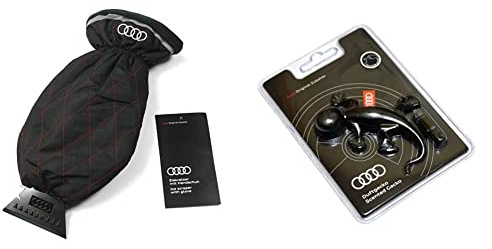 Audi Original Eiskratzer mit Handschuh Winter Kratzer Scheiben Schnee Eiskratzerhandschuh 80A096010D & Original Duftspender Duftgecko schwarz 000087009D