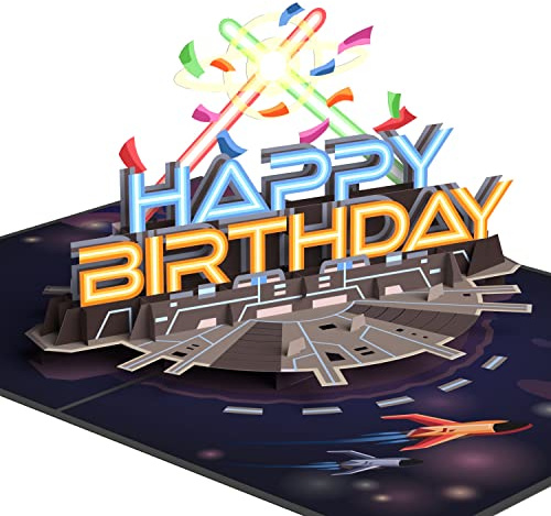 Psinzmkpapercrush® Carte Pop-Up Anniversaire Galactique - Carte d'Anniversaire 3D Joyeux Anniversaire dans l'Espace Carte de Voeux Drôle pour Garçons et Hommes - Cadeau d'Argent pour l'Anniversaire
