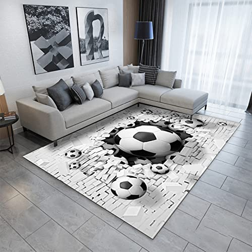 FUFUTE Fußball Druck Indoor Teppich Grau 140x180 cm