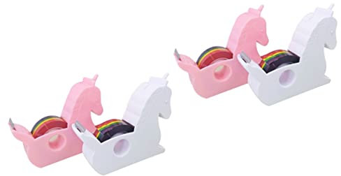 NUOBESTY Kinder Abroller Set Schulsachen 4 Stück Bandschneider Einhorn Haushalt Tischplattenhalter Werkzeugspender Zuhause Entzückende Form Cartoon Büro Praktischer Ständer Werkzeug