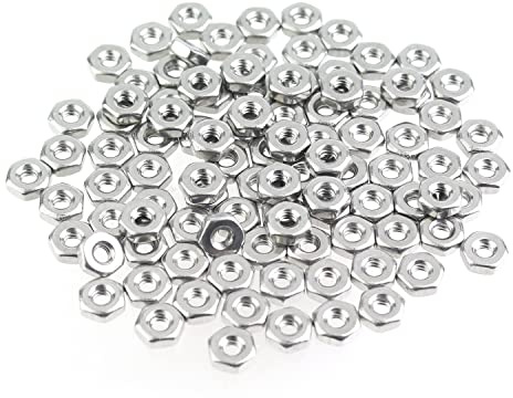 HELIFOUNER 50 Pieces #2-56 Stainless Steel Hex Nuts, 304 Stainless Steel (18-8) Hexagon Nuts, Bright Finish, Coarse Thread