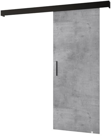 MEBLE KRYSPOL Salwador 1 Schiebetürsystem mit Schienenabdeckung - Schiebetüren für Innen - Loftige Einbautüren - Solide Konstruktion - 90x204 cm - Beton