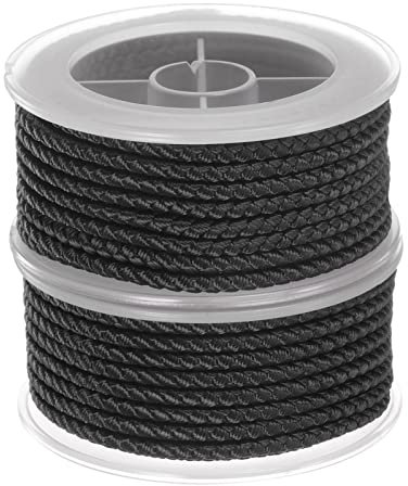sourcing map 2 Hilos de Nylon, Cuerda de Abalorios de Cordel, Cordón Trenzado Extrafuerte 3mm para Pulseras Joyería Fabricación Bricolaje Artesanías 4M/13 Pies, Negro