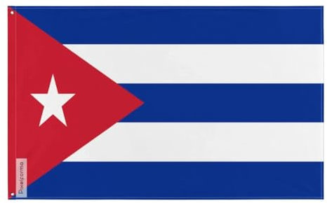 Pixelforma Bandiera di Cuba in diverse dimensioni, 100% poliestere stampa con doppio orlo 60 x 90 cm 4. 2 occhielli a sinistra con banda bianca