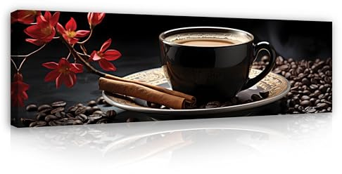 WallArena Leinwand Bilder 145x45 cm | Kaffee, Leinwandbilder, Bild auf leinwand, Format: 120x80 cm (BxH) - einteilig auf Canvas Leinwand. Das Leinwand