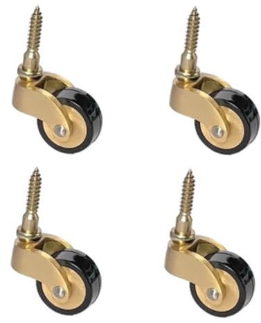 4 Stück Rollen 25mm/1-Zoll Massivem Messing Rad, Gummirollen M6x30mm-B