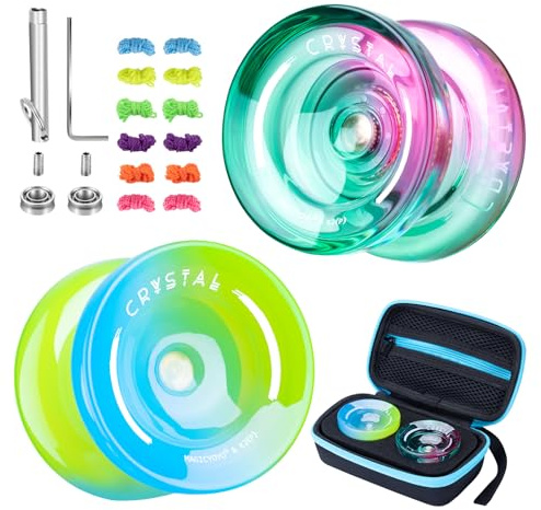 K2 JoJo Kinderresponsive Yoyo-Profimodelle mit Leerlauf, dual Zweck für Anfänger und Trick-YoYo für Erwachsene, unempfindliches JoJo + 12 Schnüre + Etui + Lagerwerkzeug