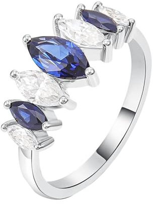 Epinki Platin PT950 Ring, Klassiker Partnerringe mit Labor Erstellt Saphir Blau Ovalschliff, Trauringe Platin Verlobungsring Damen Echtschmuck, Individuelle Größen