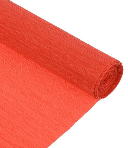 TOP-VIGOR Crepe Paper, 25cmx2.5M Craft Streamers, Hanging Rainbow Crepe Paper Streamers, Party Crepe Paper Roll for Flowers, Gift Wrapping, Birthday Decorations, Party Decorations, Orange
