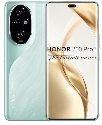 HONOR 200 Pro Smartphone 5G 12GB 512GB, 120Hz 6.78 OLED, tripla fotocamera 50 MP, Snapdragon 8s Gen 3, 5200mAh Batteria, Android 14, Dual Sim, NFC, Verde