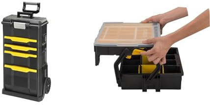 Stanley 1-79-206 Servante modulable avec 4 Tiroirs montés Sur Glissière - Système de Clips Latéraux & STST1-75540 Boîte à Compartiments Sortlevel 23 Compartiemnts - Profondeur 79mm