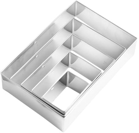 Zerodeko 5pezzi Stampi Rettangolari in Acciaio Per Tagliabiscotti e Anelli Mousse Strumenti Da Cucina Per Dolci e Torte Uso Domestico e Professionale