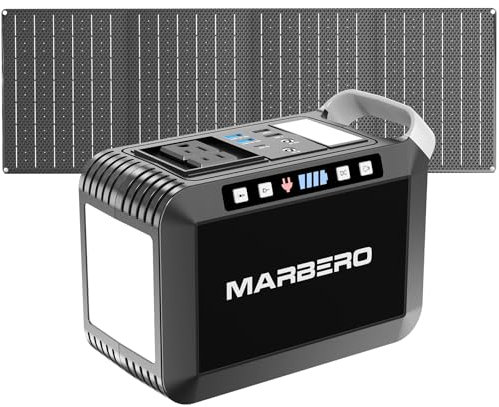 MARBERO Solar Generator 148Wh Portable Power Station with Solar Panel 40W Included Solar Power Bank with AC Outlet 200W Surge for Home Outages, Camping, Outdoor Adventure