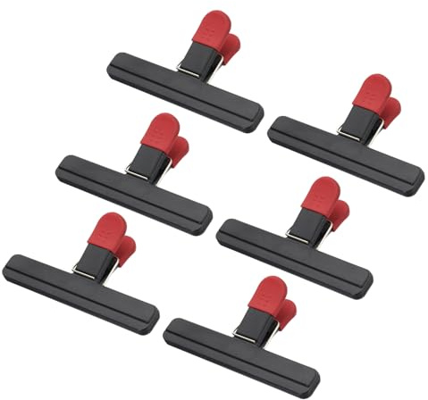 PATIKIL 5.91 x 3.35 Inch Chip Bag Clips, 6Pcs Large Size Clips Food Clips Plastic Heavy Duty Seal Grips for Food Kitchen Home Office Storage, Black
