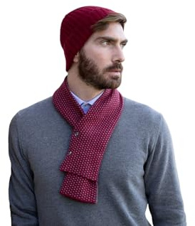 Schal Herren Kaschmir-Mischung Made in Italy Schal Knöpfe zweifarbig Damen Halswärmer Kaschmir Winter Unisex Merinowolle Grau Beige Warmer Schal Einheitsgröße Pashmina, Bordeaux-Lilie, Einheitsgröße