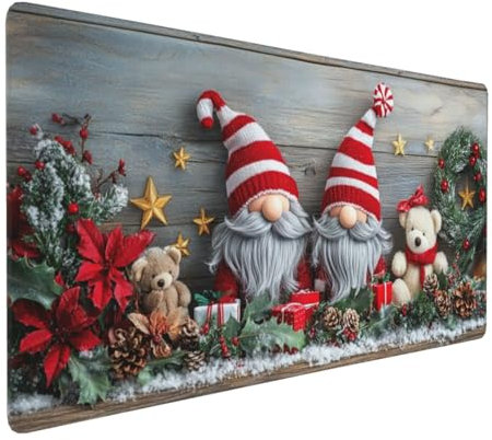 Gaming Mauspad XXL Weihnachten Mousepad 1000x500x4mm Tragen Verlängertes Mauspad Schreibtischauflage,Genähte Kanten Mauspad,Verbessert Präzision Geschwindigkeit Wasserdicht Geeignet für Büro,Spiele