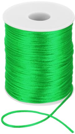 PATIKIL 2mm x 110 Yard Nylon Schnur Perlenkordel Satinband Knotenschnur Zwirn Für Schmuckherstellung Chinesische Knoten Halsketten Makramee DIY Basteln Grasgrün