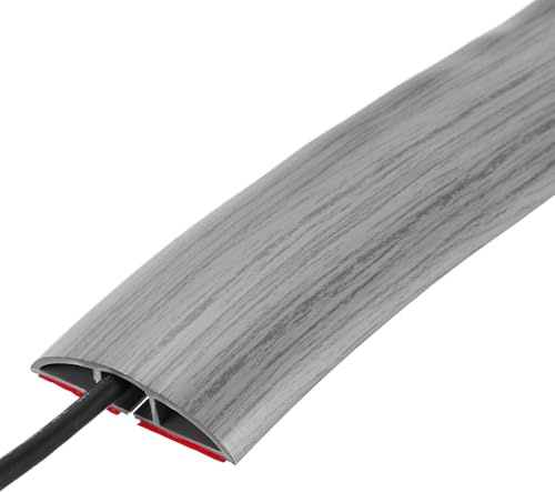 sourcing map Floor Cord Cover 4ft, Extension Cord Hider for Floor Cable Management Wire Covers Protector Prevent Cable Trips 0.47 W x 0.24 H, Grey Wood